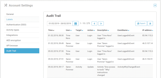 audit trail