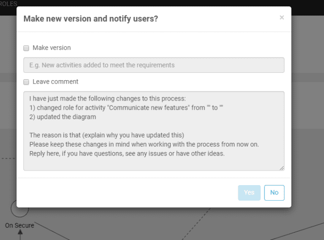 notifying users about process changes