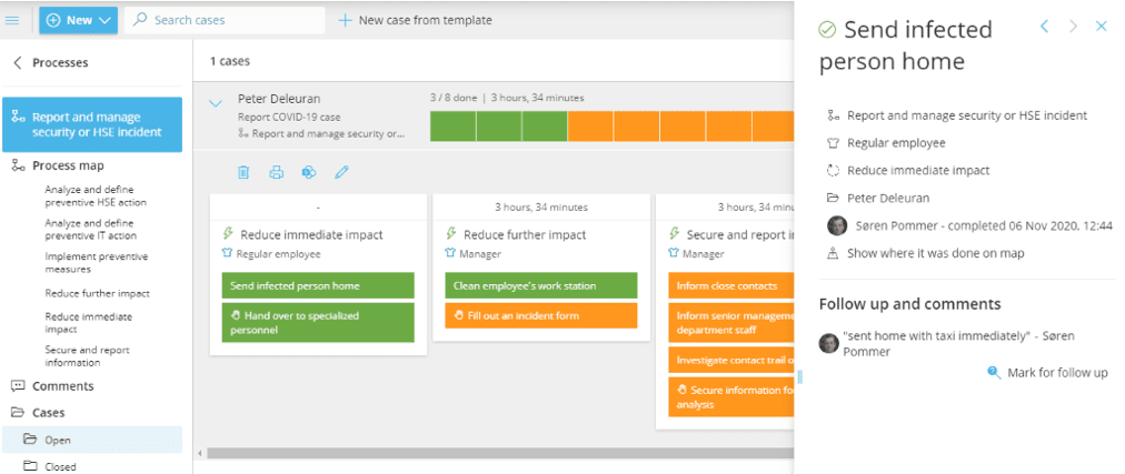 A task of what do do with a positive COVID-19 employee