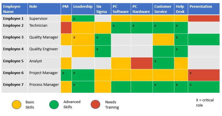 Competency Matrix by job role