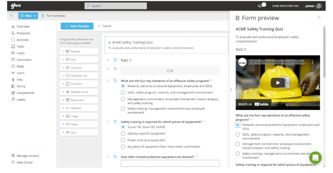 How to create training quizzes in our form builder